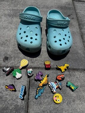 CROCS Kids Clog in Aqua Blue with Charms